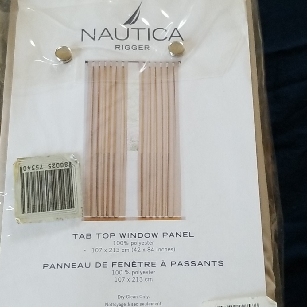 NWT Pair of Nautica Tab Top Window Curtain Panels